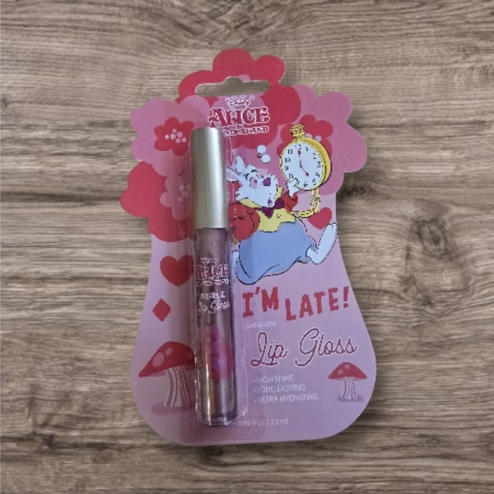 Disney New Alice in Wonderland White Rabbit I'm Late Shimmer Lip Gloss
